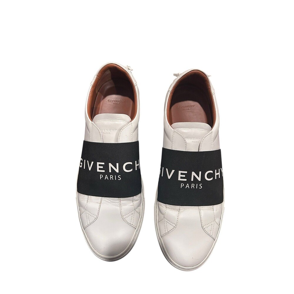 Givenchy Urban Street Sneaker White/ Blk Slip on Low Top Shoes Mens Size 42 Auth